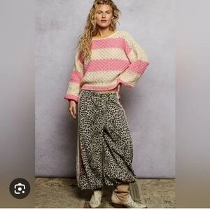 POL Pink and Cream Striped Sweater